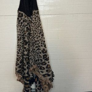 Black Cheetah Print Poncho